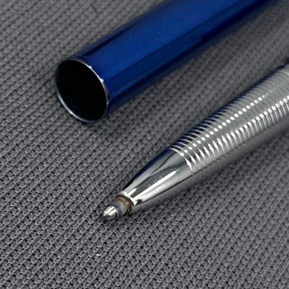 Fisher Space Pen Bullet Ballpoint Pen Blue Chrome Tested w/ Case NASA Astronaut - Picture 10 of 16